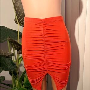 Elegant Orange Ruched Skirt